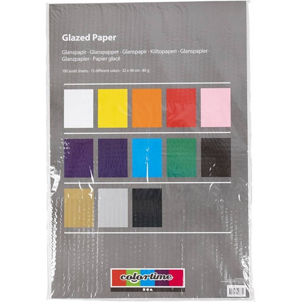 Papier glac - couleurs mlanges - 100 feuilles