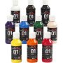 Peinture scolaire - Acrylique - couleurs mlanges - brillante - 10 x 100 ml