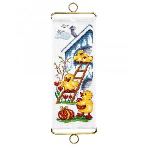 Kit de broderie Minivepa - Les poules jouent Kit de broderie Minivepa - Les poules jouent
