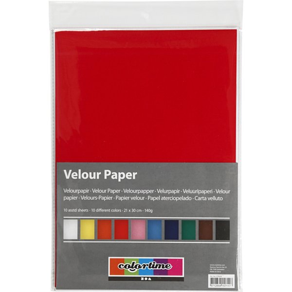 Papier velours - couleurs mélangées - A4 - 10 feuilles Papier velours - couleurs mélangées - A4 - 10 feuilles