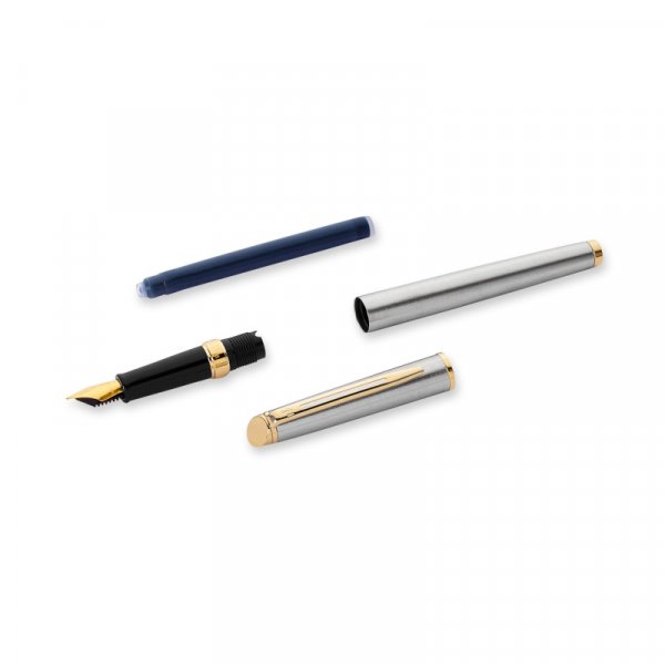 Stylo plume Waterman Hmisphre - Acier inoxydable Garniture Dore - Bleu Moyen