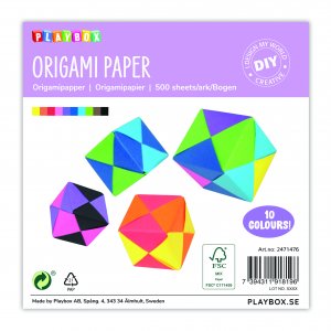 Papier origami 10 couleurs - 15 x 15 cm - 70g - 500 feuilles Papier origami 10 couleurs - 15 x 15 cm - 70g - 500 feuilles
