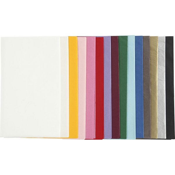 Papier de soie - couleurs mlanges - 50 x 70 cm - 14 g -15 x 2 feuilles