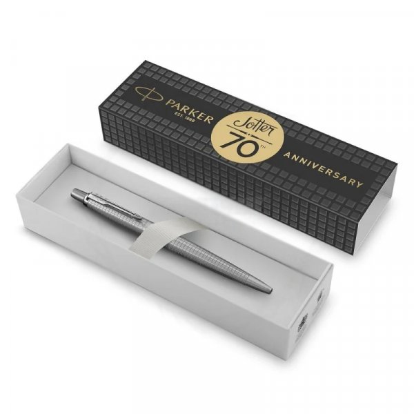 Stylo bille Parker Jotter - Edition Spciale 70me Anniversaire - Acier inoxydable - Bleu moyen