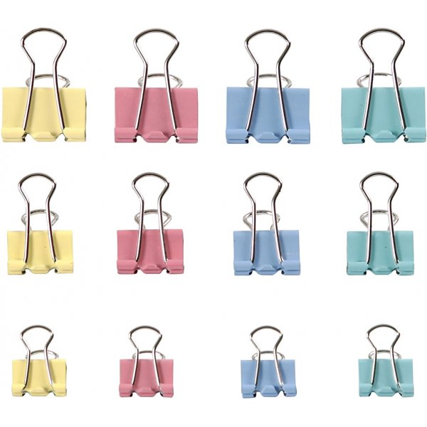 Clips - couleurs pastel - 15/19/25 mm - 30 pcs