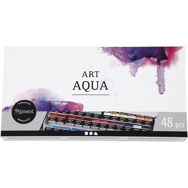 Peintures aquarelle Art Aqua - couleurs standards - 48 pcs