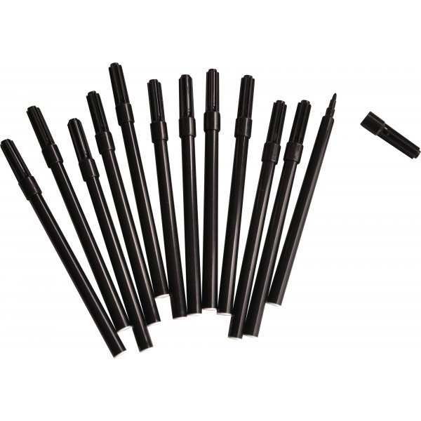 Stylos à fibres 12 noirs étroits