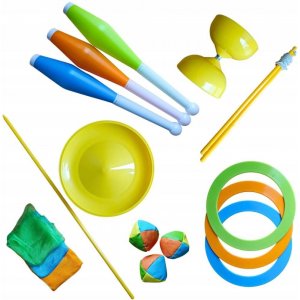 Ensemble de jonglage 17 pi�ces dans un sac � dos multicolore