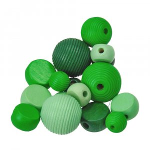 Perles en bois - mélange vert 25 pcs. mélange de couleurs et de formes Perles en bois - mélange vert 25 pcs. mélange de couleurs et de formes