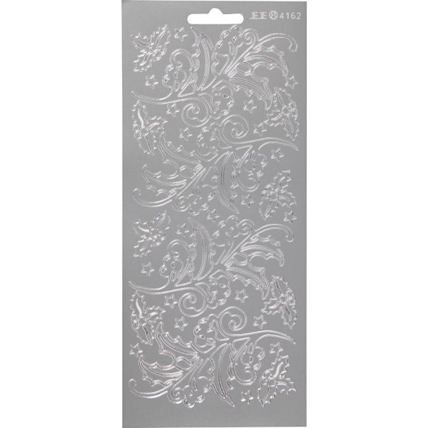 Autocollants - argent - houx - 10 x 23 cm
