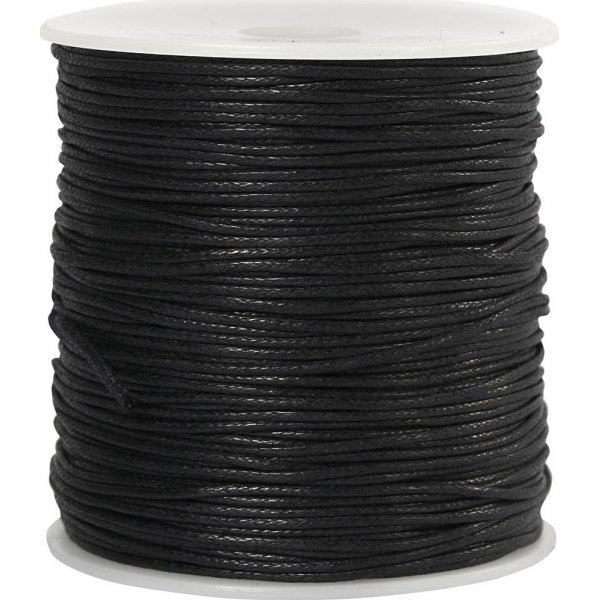 Cordon coton - noir - 100 m - 1 mm