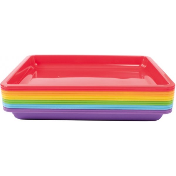 Plateau en plastique 28 x 22 x 3 cm, 6 couleurs, 12 pices