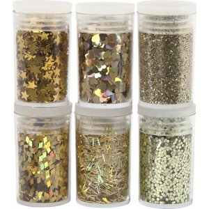 Paillettes et paillettes - doré - 6 x 5 g Paillettes et paillettes - doré - 6 x 5 g