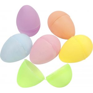 Oeufs en plastique - 2 parties - couleurs pastel - H4,5 cm - 24 pcs Oeufs en plastique - 2 parties - couleurs pastel - H4,5 cm - 24 pcs