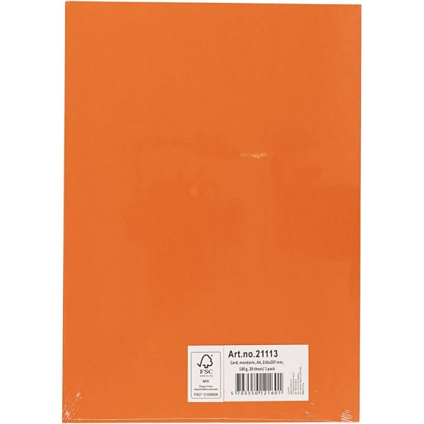 Carton coloré - orange - A4 - 180 g - 20 feuilles Carton coloré - orange - A4 - 180 g - 20 feuilles