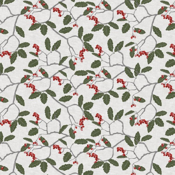 Tissu cir Winterberry - Blanc/rouge