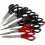 Ciseaux d'cole - noir - rouge - droite et gauche - 12 pcs