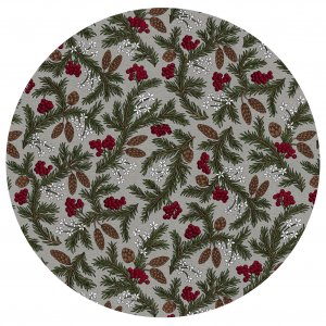 Toile cirée PVC Ronde Brindille - Gris Toile cirée PVC Ronde Brindille - Gris