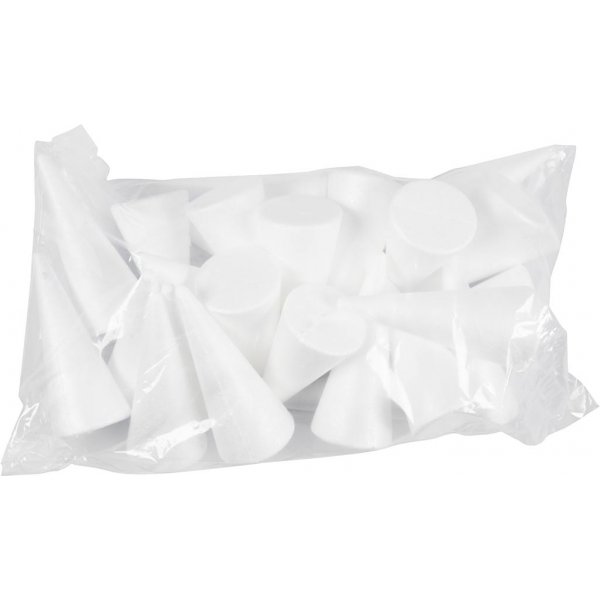 Cônes en polystyrène - blanc - Ø6 cm - 25 pcs Cônes en polystyrène - blanc - Ø6 cm - 25 pcs