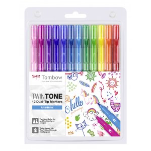 Tombow TwinTone Rainbow 0,3/0,8 mm, paquet de 12 Tombow TwinTone Rainbow 0,3/0,8 mm, paquet de 12