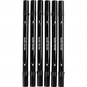Feutres textiles noirs à double pointe 2,3-3,6 mm, lot de 6 Feutres textiles noirs à double pointe 2,3-3,6 mm, lot de 6