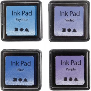 Tampon encreur - bleu - bleu ciel - violet - violet - 4 pcs Tampon encreur - bleu - bleu ciel - violet - violet - 4 pcs