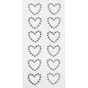 Coeurs en strass - argent - 12 pcs Coeurs en strass - argent - 12 pcs