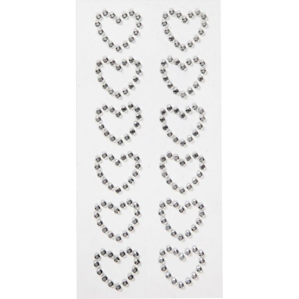 Coeurs en strass - argent - 12 pcs