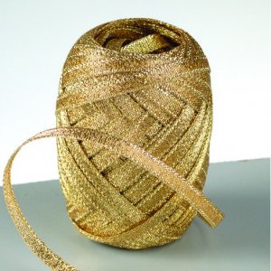 Ruban noeud lurex 5 mm - paquet de 25 - doré écheveau de 10 m Ruban noeud lurex 5 mm - paquet de 25 - doré écheveau de 10 m
