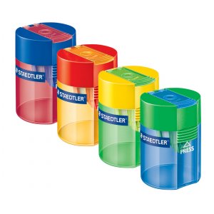 Taille-crayon transparent avec récipient Taille-crayon transparent avec récipient