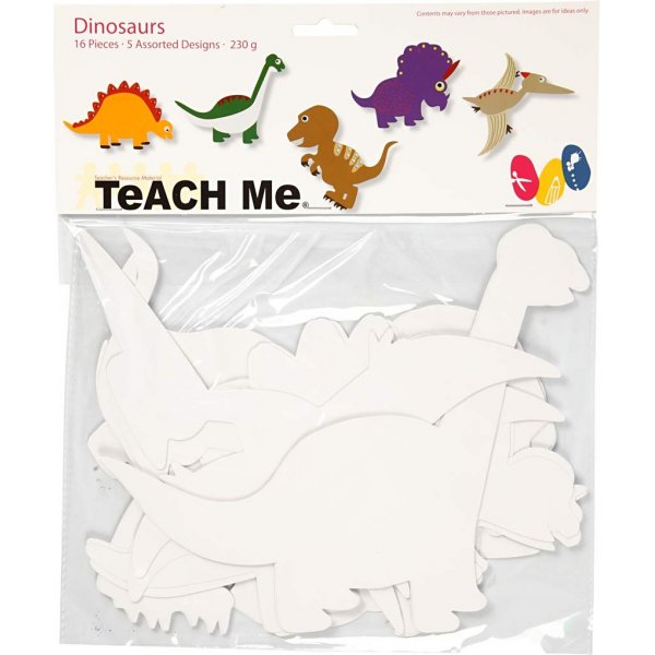 Figurines en carton TeaCH Me - Dinosaures - blanc - 16 pcs