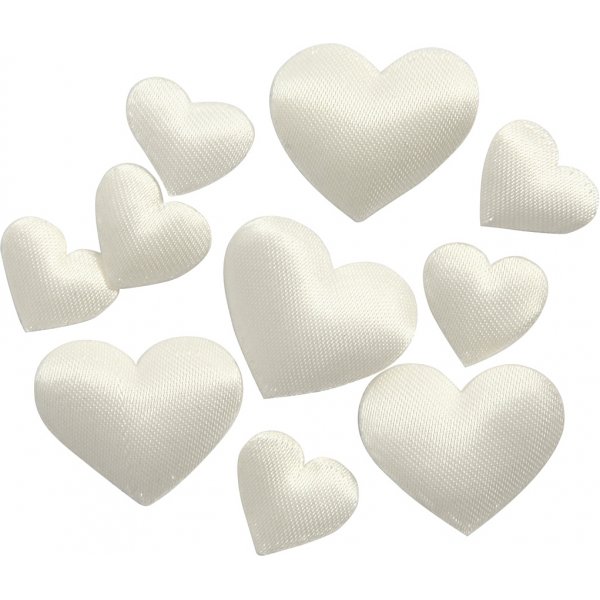 Coeurs en satin - blanc cassé - 70 pcs Coeurs en satin - blanc cassé - 70 pcs