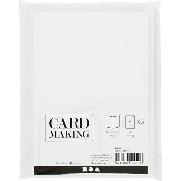 Cartes et enveloppes - blanc - 11,5 x 16,5 cm - 6 sets