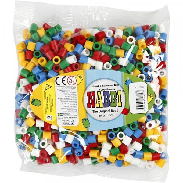 Perles tube NABBI - Jumbo 1000 pcs - Couleurs standards