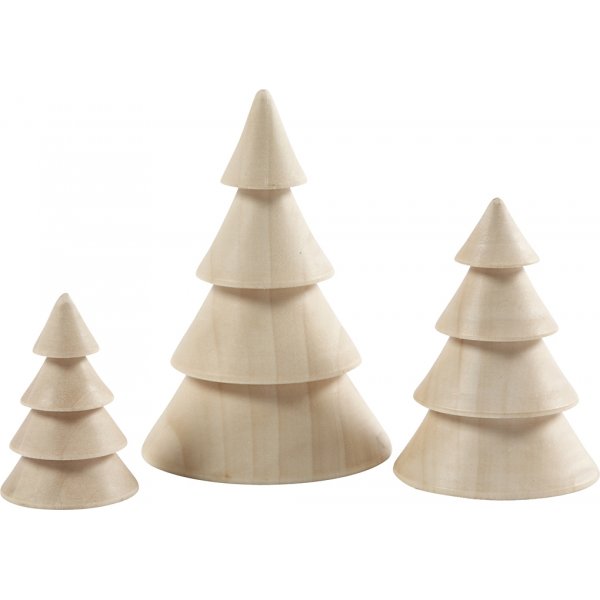 Sapins de Nol en bois - 3 pcs