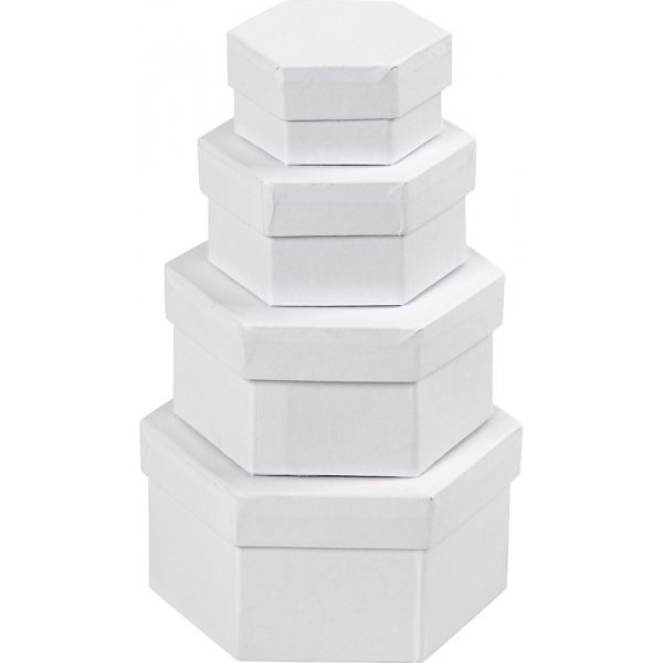 Botes hexagonales - blanches - 4 pcs