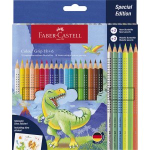Set de crayons de couleur - Faber-Castell - Redline CP Color Grip - Dinosaure 18+6 Set de crayons de couleur - Faber-Castell - Redline CP Color Grip - Dinosaure 18+6