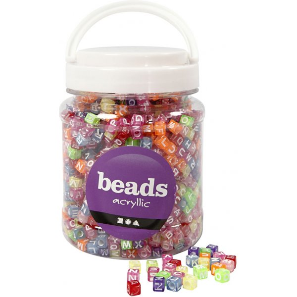 Perles lettres - couleurs mélangées - 7x7 mm - env. Perles lettres - couleurs mélangées - 7x7 mm - env.