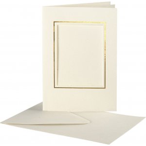 Cartes passe-partout avec enveloppes - blanc cassé - rectangulaires avec bord doré - 10 jeux Cartes passe-partout avec enveloppes - blanc cassé - rectangulaires avec bord doré - 10 jeux