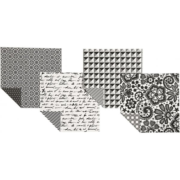 Papier origami - noir/blanc - 15 x 15 cm - 50 feuilles