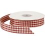 Ruban  carreaux - vieux rouge/blanc - 25 m