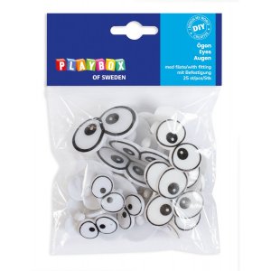 Yeux avec attache 3 tailles - 25 pcs Yeux avec attache 3 tailles - 25 pcs