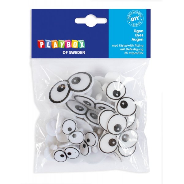 Yeux avec attache 3 tailles - 25 pcs