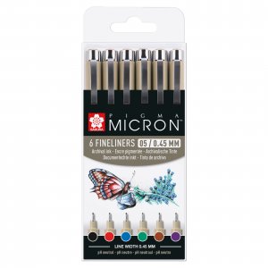 Ensemble Fineliner Pigma Micron - 6 stylos (Basic 05) Ensemble Fineliner Pigma Micron - 6 stylos (Basic 05)