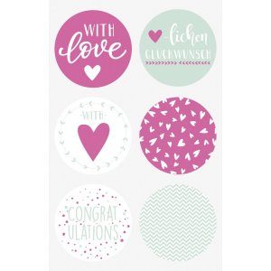 Autocollant - Rond 4 cm - Amour rose Autocollant - Rond 4 cm - Amour rose