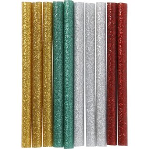 Bâtons de colle pour mini pistolet à colle - or - vert - rouge - argent - paillettes - L10 cm - 10 pcs Bâtons de colle pour mini pistolet à colle - or - vert - rouge - argent - paillettes - L10 cm - 10 pcs