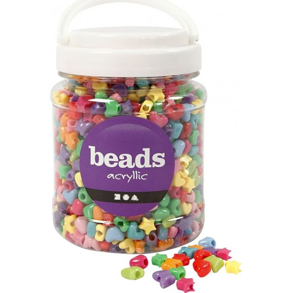 Perles en plastique - couleurs vives - brillantes - 700 ml