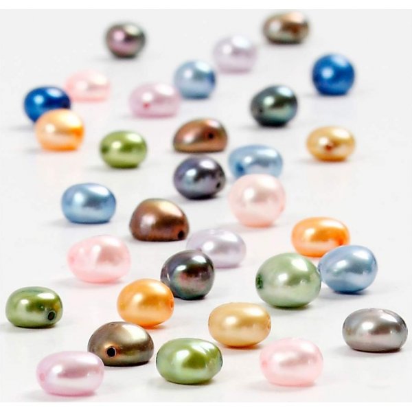 Perles d'eau douce sur fil - 5-6 mm - 40 cm