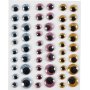 Yeux roulants - bleu clair - or - rouge clair - 54 pcs