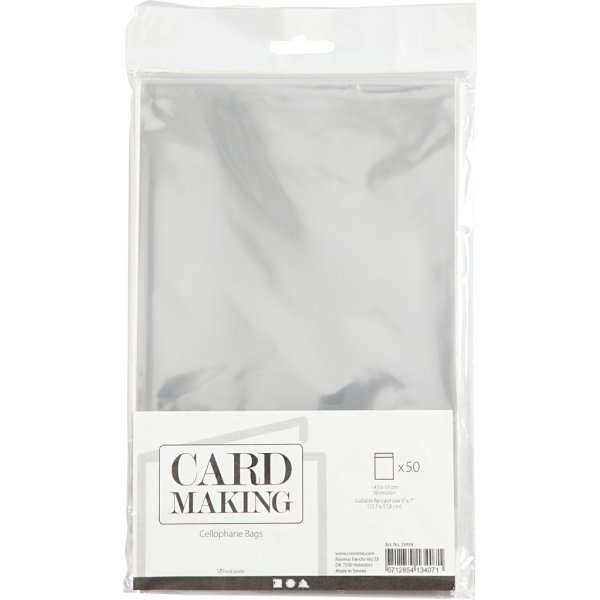 Sachets cellophane pour cartes 12,7 x 17,8 cm - 50 pcs Sachets cellophane pour cartes 12,7 x 17,8 cm - 50 pcs